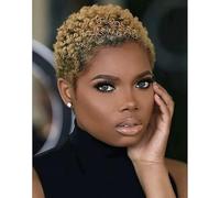 YAGAMAXUNZ Perruque Courte bou Coupe Pixie,Cheveux bouclés Duveteux idéale Femmes Noires Quotidien,pour Afro-américaines fêtes Cosplay 4