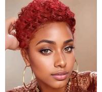YAGAMAXUNZ Perruque Courte bou Coupe Pixie,Cheveux bouclés Duveteux idéale Femmes Noires Quotidien,pour Afro-américaines fêtes Cosplay 3