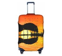yagDAA Housse de protection pour valises de 45,7 à 81,3 cm avec impression réfléchissante de guitare de lac, blanc, L