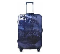 yagDAA Housse de protection pour valises de 45,7 à 81,3 cm Motif bateau pirate pleine lune, blanc, M