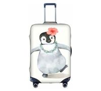 yagDAA Housse de protection pour valises de 45,7 à 81,3 cm Motif pingouin portant des fleurs, blanc, S