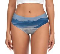 yagDAA Sous-vêtements pour femme avec imprimé paysage avec montagnes et nuages - Culotte bikini douce et extensible - Culotte hipster pour femme, Noir , M