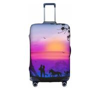 yagDAA Valentine Paris Tour Eiffel romantique Couple Carriage Coucher de soleil Housse de protection Bagages Housse de protection pour valises de 45,7 à 81,3 cm, blanc, S