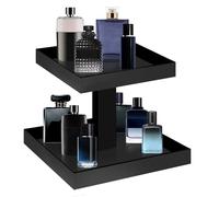 YAGELI Plateau de Rangement Noir pour Parfum - Acrylique à 2 Niveaux pour comptoir de Salle de Bain, Maquillage, étagère de Rangement pour Commode, Armoire, Cuisine (Noir)