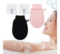 Yagerod Cheekyglo Exfoliating Glove, Cheeky Glow Exfoliating Glove, Exfoliating Body Scrubber Glove, Dead Skin Exfoliating Mitt, Exfoliating Gloves for Body to Remove Dead Skin (Black+Pink)