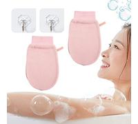 Yagerod Cheekyglo Exfoliating Glove, Cheeky Glow Exfoliating Glove, Exfoliating Body Scrubber Glove, Dead Skin Exfoliating Mitt, Exfoliating Gloves for Body to Remove Dead Skin (2Pcs Pink)