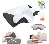 Yagerod Cobio Contour Relief Pillow, Tildreams Memory Foam Neck Pillow, Ornatera Restrelief Premium Ergonomic Pillow and Arm, Odorless Orthopedic Contour Memory Foam Pillows (Black)