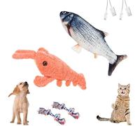 Yagerod Floppy Lobster Dog Toy, Wiggly Lobster Dog Toy, Lobster Interactive Dog Toy, Floppy Lobster Interactive Dog Toy, Flopping Lobster Toy for Cats & Small Dogs (B+D)