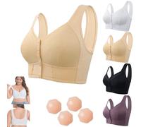 Yagerod Front Closure Breathable Bra for Seniors, Push Up Bra Senior Front Closure Breathable Bra, Seniors Anti-Sagging Bras(Apricot,48)