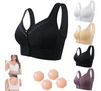Yagerod Front Closure Breathable Bra for Seniors, Push Up Bra Senior Front Closure Breathable Bra, Seniors Anti-Sagging Bras(Black,48)