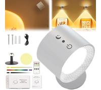 Yagerod Glowright Smart Lights, Glow Right Lights, Glow Right Wall Lights， Rechargeable 3 Color Temperatures Dimmable Magnetic 360° Rotation Cordless, 7 Colors Adjustable Light(White)