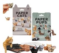 Yagerod Kit de Bricolage Chats en Papier, 50 pièces, kit d'origami 3D, activité Manuelle Amusante for Adultes et Enfants, décoration de Bureau et Cadeau for Les Amoureux des Animaux.(D)