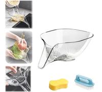 Yagerod Multi-Functional Drain Basket,Drainage Basket Funnel,Multifunctional Plastic Draining Bowl,Multifunctional Transparent Filter Basket with Funnel,Pasta Drainer,Drainer for Food (Clear)