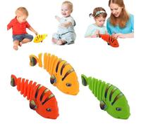 Yagerod Plastic Wind-Up Wiggle Fish Toys, 2024 New Creative Clockwork Swinging Cartoon Fish Toys, Funny Wind Up Clockwork Fish Toys, Creative Wind-Up Children's Toys (Mixed Color) (3PCS)