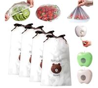 Yagerod Reusable Fresh Keeping Bags/200pcs, Stretchable Covers for Food Storage, Food Storage Covers Reusable Stretch Plastic Wrap Bowl Covers, Perfect for Keeping Food Fresh (400pcs-Grey+Green)