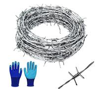 YAGJIA - Fil barbelé 1,6 mm x 16 m, fil barbelé pour clôture à 4 points, galvanisé, roulé, solide et flexible, pour balcon, jardin, batte de baseball ou artisanat