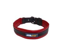 YAGO Collier en Cuir Noir et Rouge Souple et Reglable pour grand chien, taille L 43-52 cm