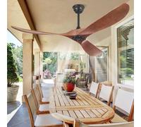 Yahada Ventilateur de plafond de 152,4 cm sans lumières, télécommande, 3 pales en bois massif, 3 tiges de descente, minuterie, 6 vitesses, silencieux, noyer noir