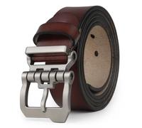 Yahaobelt Ceintures pour hommes en cuir pour Jeans Dress Ceintures en cuir véritable Tan pour hommes Taille 105cm-165cm Largeur 1.5" Noir FR10 (48"-50" /Ceinture Longueur 140cm,Chocolat)