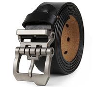 Yahaobelt Ceintures pour hommes en cuir pour Jeans Dress Ceintures en cuir véritable Tan pour hommes Taille 105cm-165cm Largeur 1.5" Noir FR10 (37"-39" /Ceinture Longueur 120cm,Noir)