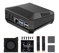 Yahboom Argon ONE V3 M.2 Coque Raspberry Pi 5 en alliage d'aluminium, avec ventilateur de refroidissement, pour RPi5 NVME M.2 SSD PWM Cooler PCIE, avec fente M.2 SSD magnétique Vover