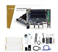 Yahboom Jetson Nano 4GB RAM +AI Voice Module + IMX219 77° Camera + Acrylic Case+Power Adapter + 64GB USB Flash Drive 16GB eMMC Storage Provides Programming Ubuntu Data (AI Large Model Kit)