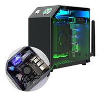 Yahboom Jetson Orin Nano RGB Aluminum Alloy Case, Protective Case, Metal Heat Dissipation, with RGB Fan, antenne, OLED Affichage, Suitable for Electronic Project Experiments, Compatible with Orin/B01