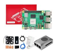 Yahboom Raspberry Pi 5 2GB Development Kit + PD Power Adapter+ABS Case+ Heat Sink + 64GB TF Card Cortex-A76 CPU for AI Programming Python (2GB-Classic Basic Kit)