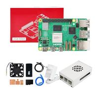 Yahboom Raspberry Pi 5 2GB Starter Kit with 64GB SD Card, Raspberry Pi 5 Aluminum Case Passive Cooling, 27W 5.1V 5A USB C Power Supply, HDMI Cable (2GB-Metal Case Kit)