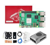 Yahboom Raspberry Pi 5 4GB Development Kit + PD Power Adapter+ABS Case+ Heat Sink + 64GB TF Card Cortex-A76 CPU for AI Programming Python (4GB-Classic Basic Kit)