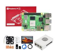 Yahboom Raspberry Pi 5 Kit de démarrage 16 Go + écran HD 10,1", étui, Adaptateur d'alimentation PD 27 W, système Heat Sink Ubuntu ROS2, Convient pour Robot AI (16 GB-10 dans Le kit écran)