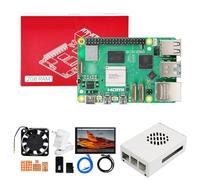Yahboom Raspberry Pi 5 Starter Kit 2GB+HD 10.1inch Display,Case,27W PD Power Adapter,Heat Sink Ubuntu20.04 ROS2 System Suitable for Robot AI (2GB-10 in Screen Kit)