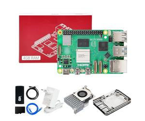 Yahboom Raspberry Pi 5 Starter Kit 4GB,64GB SD Card,Pi 5 Case Official Active Cooling, 27W 5.1V 5A USB C Power Supply, HDMI Cable Ubuntu20.04 ROS2 (4GB-Official Cooler Kit)