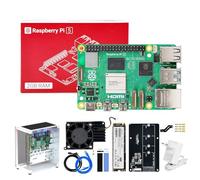 Yahboom Raspberry Pi5 Developer Kit 2GB + Mini Chassis+Pi 5 Case Active Cooling+PCIe M.2 SSD+256G SSD ROS2 System Ubuntu20.04 Suitable for AI Programming Python (2GB-Cube Pi Case Kit)