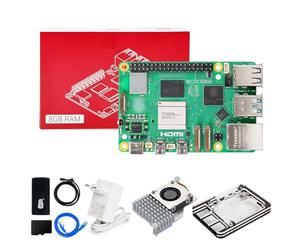 Yahboom RPi 5 Starter Kit 8GB,64GB SD Card,Pi 5 Case Off Active Cooling | 27W 5.1V 5A USB C Power Supply, HDMI Cable Ubuntu20.04 ROS2 (8GB-Official Cooler Kit)