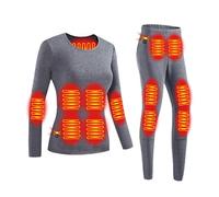 Yahbrra sous Vêtements Chauffants pour Femmes, Ensemble de sous Vêtements Thermiques Chauffants à 28 Zones, Pantalon Haut de Vêtements Chauffants Électriques USB(Grey,M)
