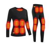 Yahbrra sous Vêtements Chauffants pour Femmes, Ensemble de sous Vêtements Thermiques Chauffants à 28 Zones, Pantalon Haut de Vêtements Chauffants Électriques USB(Black,XXL)