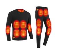 Yahbrra sous Vêtements Chauffants, sous Vêtements Thermiques Chauffants Électriques pour Hommes et Femmes, 28 Zones Chauffage, N'inclut Pas La Banque d'alimentation(Black,XXL)