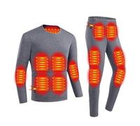 Yahbrra sous Vêtements Chauffants, sous Vêtements Thermiques Chauffants Électriques pour Hommes et Femmes, 28 Zones Chauffage, N'inclut Pas La Banque d'alimentation(Grey,L)