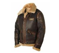 Yahbrra Veste d'hiver Volante pour Hommes Veste en Cuir de Mouton Retourné Bombardier Remplissage Chaud Motard Manteau de Fourrure de Moto Veste en Cuir pour Hommes Doublure d'hiver Chaude (Color : B