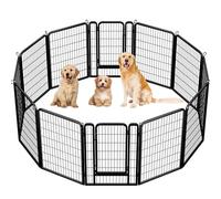 Yaheetech 12 Panneaux Parc pour Chien Cage pour Chien Enclos pour Petit Animal Clôture en Métal Chenil avec Porte Interieur Exterieur