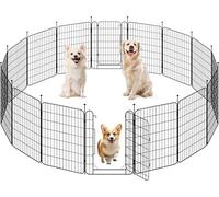 Yaheetech 16 Panneaux Parc pour Chien 60 x 80cm Enclos Chiens Interieur Cage pour Chiens Grille Pliant à Chiots Lapins Clôture Chenil pour Chien en Métal Extérieur avec piquets à Sommet Ovale et Plat