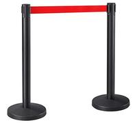 Yaheetech 2 Poteaux de Guidage Barrière de Sécurité Passage pour la Contrôle de Foules Poteaux de Balisage avec 2 Rubans Rétractables de 200cm - 92cm de Haut rouge