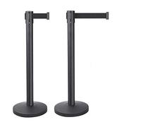 Yaheetech 2 Poteaux de Guidage Barrière de Sécurité Passage pour la Contrôle de Foules Poteaux de Balisage avec 2 Rubans Rétractables de 200cm - 92cm de Haut pour l'Ecole Bar Hôtel Potelet Noir
