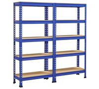 Yaheetech 2 x Etagères de Rangement 150 x 70 x 30 cm Étagère Metallique Atelier/Garage/Cuisine Charge Lourde 150 kg par Niveau sans Boulons Bleu