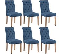 Yaheetech 6 Chaises de Salle à Manger avec Chêne Tissu Chaise de Salon Mobilier pour Bureau Cuisine Bar Réunion Hôtel 45,5 x 62 x 98,5cm Bleu