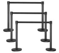 Yaheetech 6 Poteaux de Guidage avec 6 Corde 2M Rétractable Barrière de Guidage Système de Balisage pour Personnes, Lourd de Base pour la Stabilité pour l'Ecole Bar Hôtel