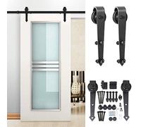 Yaheetech 6ft/6,6ft/8ft/12ft/13ft/16ft Quincaillerie Kit de Rail pour Système Porte Coulissante Grange Hardware Ensemble Industriel pour Porte Suspendue Sliding Barn Door en Bois 6FT/183 CM