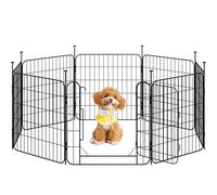 Yaheetech 8 Panneaux Parc pour Chien 60 x 60cm Enclos Chiens Interieur Cage pour Chiens Grille Pliant à Chiots Lapins Clôture Chenil pour Chien en Métal Extérieur avec piquets à Sommet Ovale et Plat