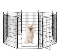 Yaheetech 8 Panneaux Parc pour Chien 60 x 80cm Enclos Chiens Interieur Cage pour Chiens Grille Pliant à Chiots Lapins Clôture Chenil pour Chien en Métal Extérieur avec piquets à Sommet Ovale et Plat